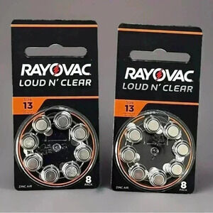 RAYOVAC LOUD N'CLEAR Size 13 Hearing Aid Batteries 2 Pack 8 Batteries Exp 6/25